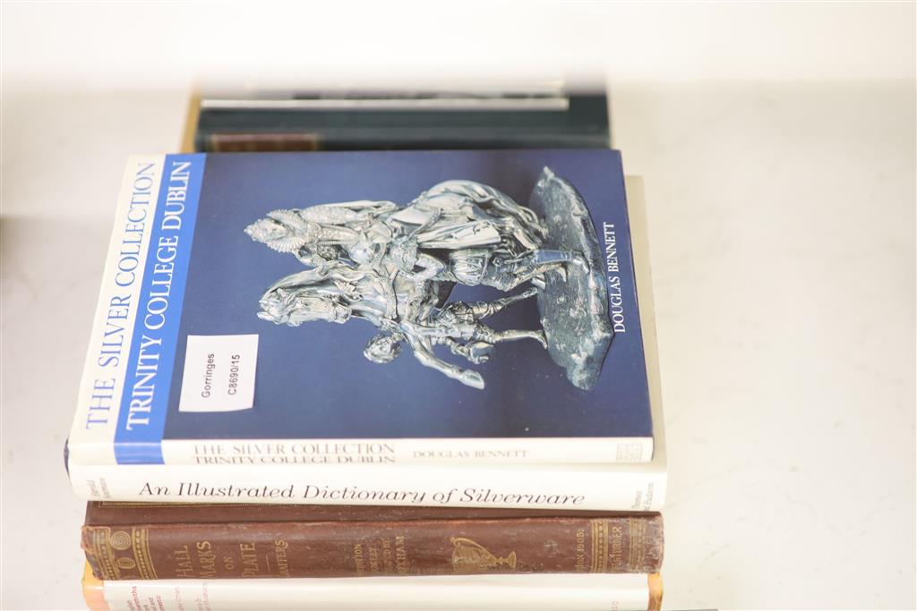 A collection of books on the subject of English and America silver and goldsmiths to include: